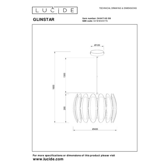 LUCIDE Lucide GLINSTAR - Lámpara Colgante - Ø 40 cm - 1xE27 - Multicolor - Crea una atmósfera vibrante en tu hogar