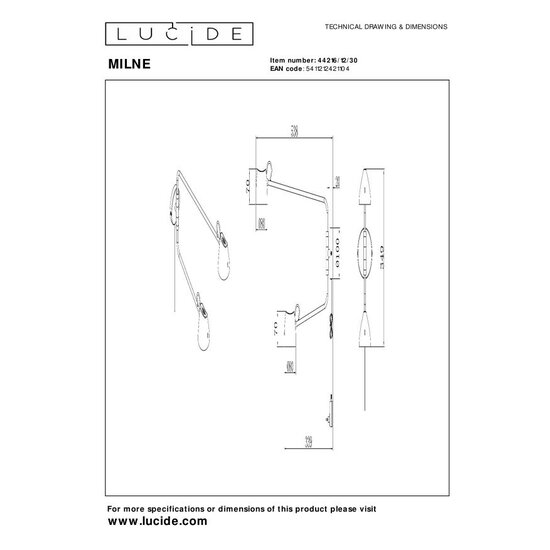 Lucide MILNE - Applique - LED Gradation. - 2x8W 2700K - Noir