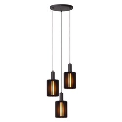Lucide LAMBRES - Pendant lamp - 3xE27 - Black