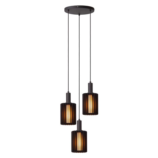 Lucide LAMBRES - Pendant lamp - 3xE27 - Black