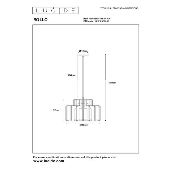 Lucide ROLLO - Lampe suspendue - 1xE27 - Taupe