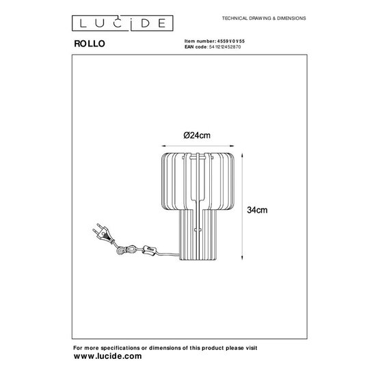 Lucide ROLLO - Lampe de table - 1xE27 - Terre cuite