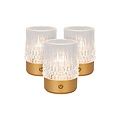 Lucide LILY - Lampe de Table Rechargeable - Pile - Ø 8 cm - LED Dim pour réchauffer - 1x3W 2700K/3000K - Or Mat / Laiton - Lot de 3