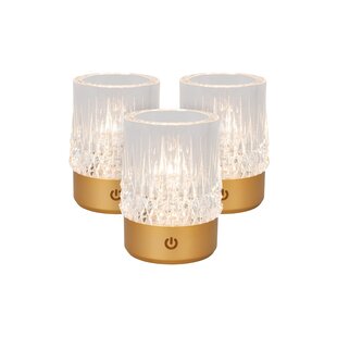 Lucide LILY - Rechargeable Table Lamp - Battery - Ø 8 cm - LED Dim to warm - 1x3W 2700K/3000K - Matt Gold / Brass - Set of 3