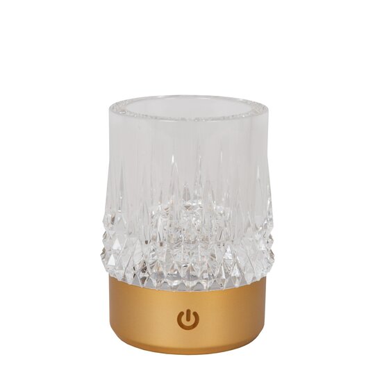 Lucide LILY - Lampe de Table Rechargeable - Pile - Ø 8 cm - LED Dim pour réchauffer - 1x3W 2700K/3000K - Or Mat / Laiton - Lot de 3