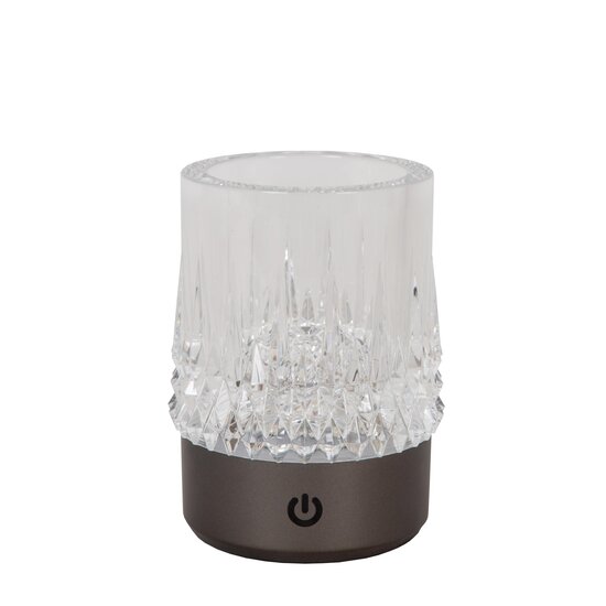 Lucide LILY - Lámpara de mesa recargable - Batería - Ø 8 cm - LED Dim to Warm - 1x3W 2700K/3000K - Cromo negro - Juego de 3