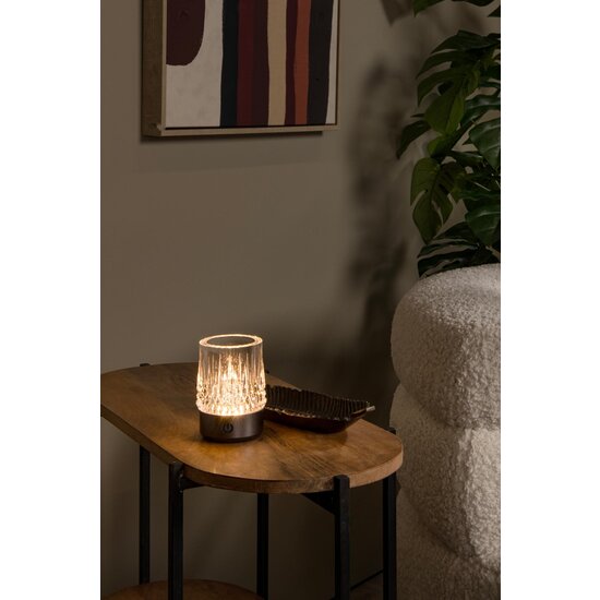 Lucide LILY - Rechargeable Table Lamp - Battery - Ø 8 cm - LED Dim to warm - 1x3W 2700K/3000K - Black chrome - Set of 3