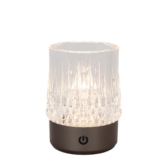 Lucide LILY - Lámpara de mesa recargable - Batería - Ø 8 cm - LED Dim to Warm - 1x3W 2700K/3000K - Cromo negro - Juego de 3