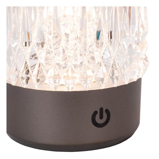 Lucide LILY - Lámpara de mesa recargable - Batería - Ø 8 cm - LED Dim to Warm - 1x3W 2700K/3000K - Cromo negro - Juego de 3