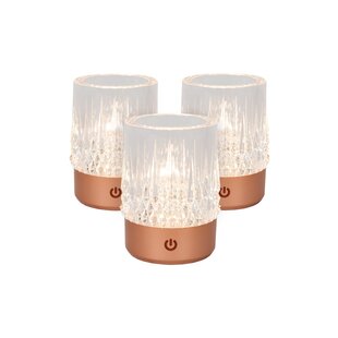Lucide LILY - Oplaadbare Tafellamp - Accu/Batterij - Ø 8 cm - LED Dim to warm - 1x3W 2700K/3000K - Koper - Set van 3