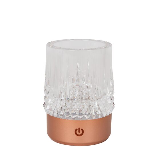 Lucide LILY - Lámpara de mesa recargable - Batería - Ø 8 cm - LED Dim to Warm - 1x3W 2700K/3000K - Cobre - Juego de 3