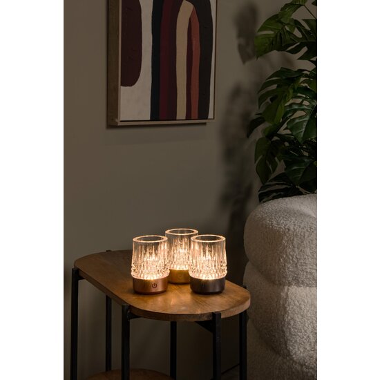 Lucide LILY - Lámpara de mesa recargable - Batería - Ø 8 cm - LED Dim to Warm - 1x3W 2700K/3000K - Cobre - Juego de 3