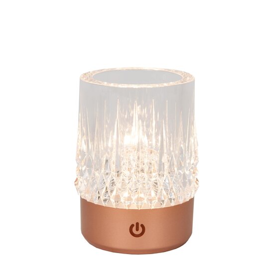 Lucide LILY - Rechargeable Table Lamp - Battery - Ø 8 cm - LED Dim to warm - 1x3W 2700K/3000K - Copper - Set of 3