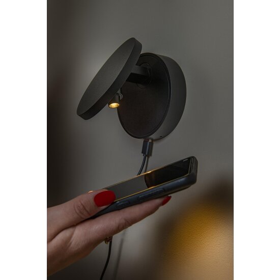 Lucide UFOR - Applique - Ø 12 cm - LED Dim pour réchauffer - 1800K/3000K - Noir