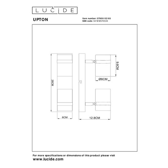 Lucide UPTON - Foco de techo - 2xGU10 - Fumé