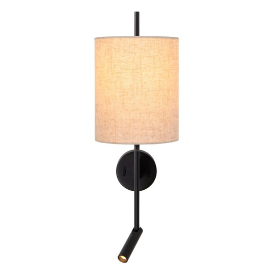 Lucide MAGIC - Wandlamp - 1xE27 - Met USB oplaadpunt - Zwart