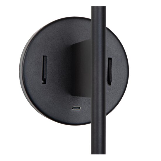 Lucide MAGIC - Wandlamp - 1xE27 - Met USB oplaadpunt - Zwart