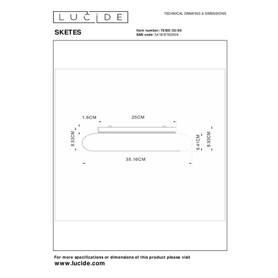 Lucide SKETES - Plafonnière - Ø 35,2 cm - LED Dimb. - CCT - 1x18W 2700K/5000K - Transparant