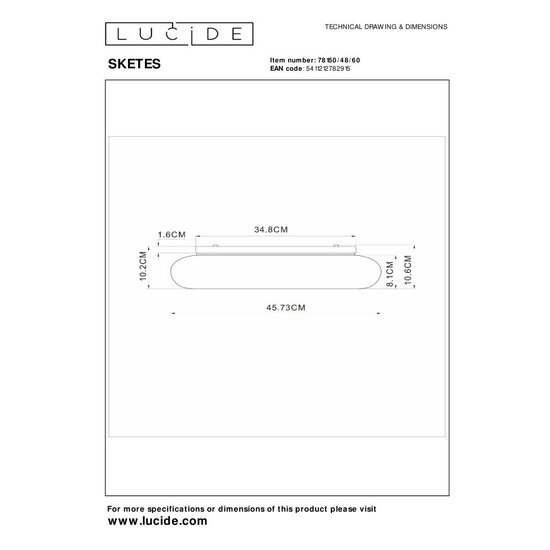 Lucide SKETES - Plafonnier - Ø 45,7 cm - LED Dim. - CCT - 1x24W 2700K/4000K - Transparent
