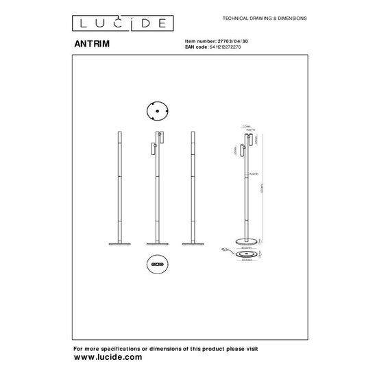 Lucide ANTRIM – Wiederaufladbare Leselampe für Innen/Außen – Akku/Batterie – LED-Dimmung. - 2x2,2W 2700K - IP54 - Mit kabelloser Ladestation - Schwarz