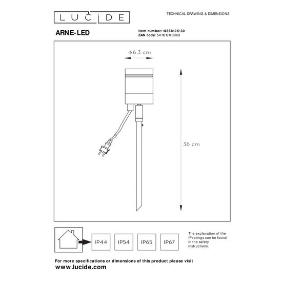 Lucide ARNE-LED - Foco de jardín - Ø 6,3 cm - LED - GU10 - 1x5W 2700K - IP44 - Negro