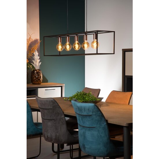 Lucide ARTHUR - Pendant lamp - 5xE27 - Black