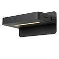 Lucide ATKIN - Bedlamp / Wandlamp - LED - 1x6W 3000K - Met USB oplaadpunt - Zwart