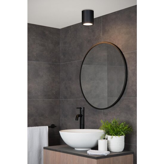 Lucide AVEN - Foco de techo Baño - Ø 9 cm - 1xGU10 - IP65 - Negro