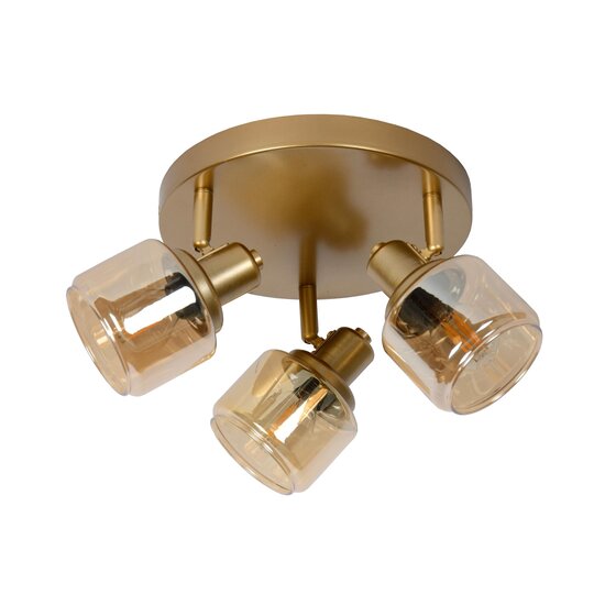 Lucide BJORN - Plafondspot - Ø 38 cm - 3xE14 - Mat Goud / Messing