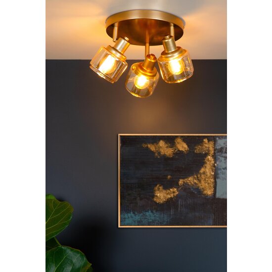 Lucide BJORN - Plafondspot - Ø 38 cm - 3xE14 - Mat Goud / Messing
