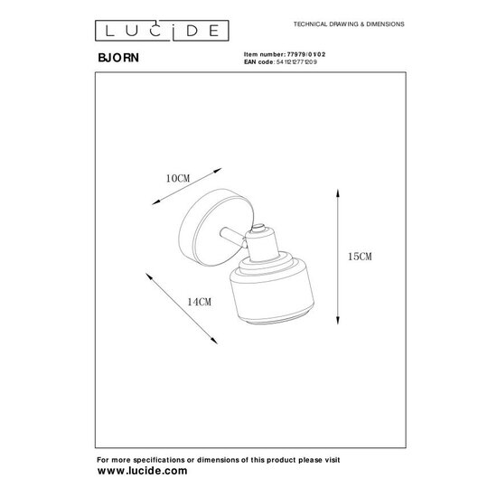 Lucide BJORN - Ceiling spotlight - 1xE14 - Matt Gold / Brass
