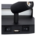 Lucide BOXER - Lámpara de noche / Aplique - LED - 3000K - Con punto de carga USB - Negro