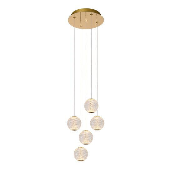 Lucide CINTRA - Hanglamp - Ø 32 cm - LED Dimb. - 5x4,7W 2700K - Transparant