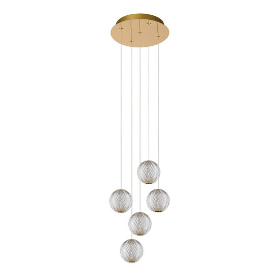 Lucide CINTRA - Pendant lamp - Ø 32 cm - LED Dimb. - 5x4.7W 2700K - Transparent