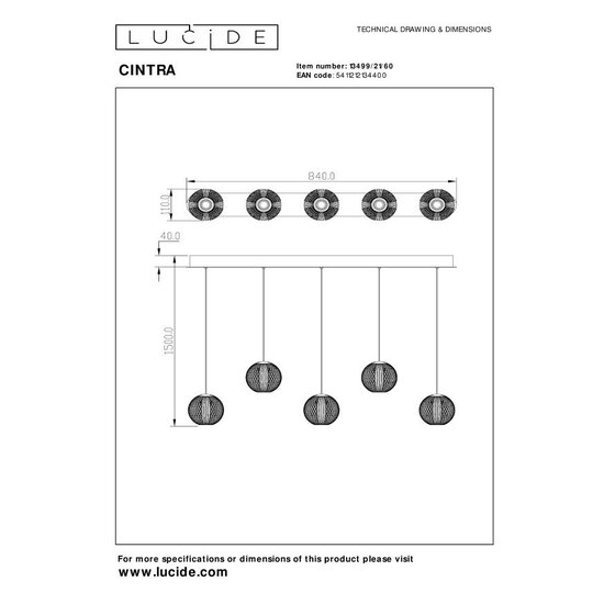 Lucide CINTRA - Hängelampe - LED Dim. - 5x4,7W 2700K - Transparent