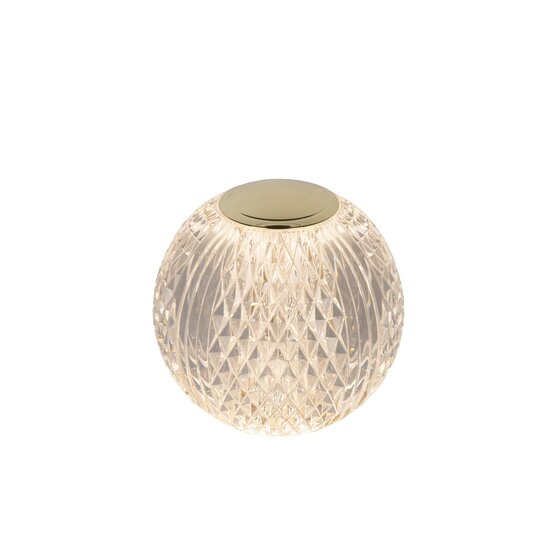 Lucide CINTRA - Lámpara de mesa recargable - Accu/Batería - Ø 11 cm - LED Dim. - 1x2W 2700K - 3 pasos de atenuación - Transparente