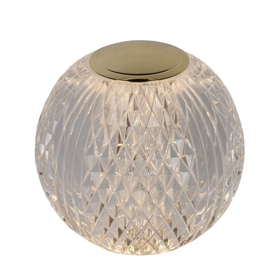 Lucide CINTRA - Lámpara de mesa recargable - Accu/Batería - Ø 11 cm - LED Dim. - 1x2W 2700K - 3 pasos de atenuación - Transparente