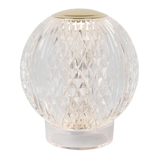 Lucide CINTRA - Lámpara de mesa recargable - Accu/Batería - Ø 11 cm - LED Dim. - 1x2W 2700K - 3 pasos de atenuación - Transparente