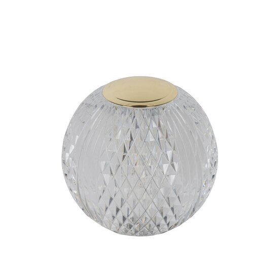 Lucide CINTRA - Oplaadbare Tafellamp - Accu/Batterij - Ø 11 cm - LED Dimb. - 1x2W 3000K - 3 StepDim - Transparant