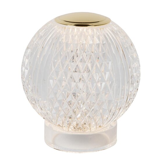 Lucide CINTRA - Lampe de Table Rechargeable - Accu/Batterie - Ø 9 cm - LED Dim. - 1x1,5W 2700K - 3 StepDim - Transparent