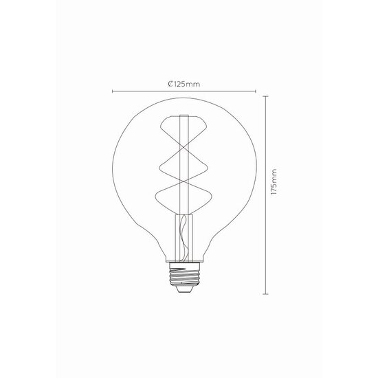 Lucide G125 - Lampe à filament - Ø 12,5 cm - LED Gradation. - E27 - 1x4,9W 2200K - Ambre