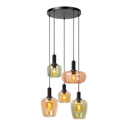 Lucide ILONA - Lámpara colgante - 5xE27 - Negro