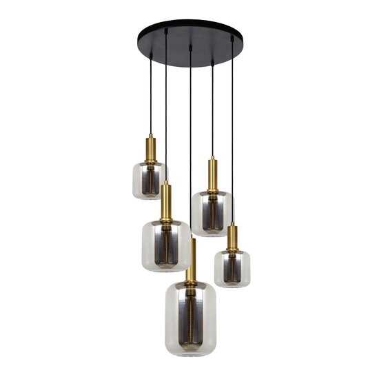 Lucide JOANET - Hanging lamp - Ø 66 cm - 5xE27 - Fumé