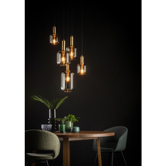 Lucide JOANET - Hanging lamp - Ø 66 cm - 5xE27 - Fumé