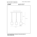Lucide JOANET - Lámpara colgante - 3xE27 - Fumé