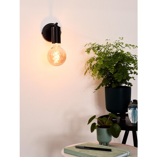 Lucide LEANNE - Wandlamp - 1xE27 - Zwart