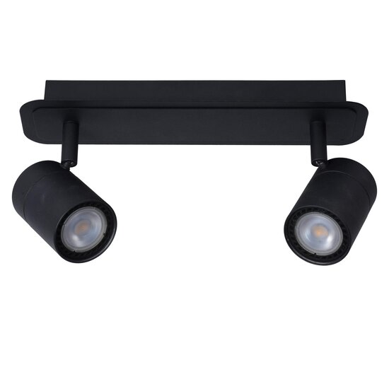 Lucide LENNERT - Spot plafond Salle de Bain - LED Dim. - GU10 - 2x5W 3000K - IP44 - Noir