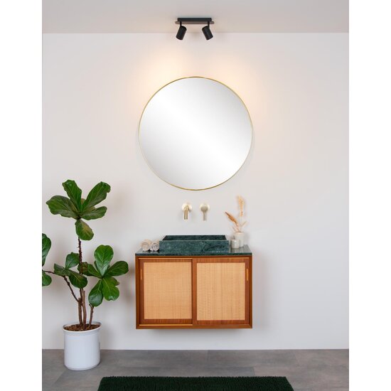 Lucide LENNERT - Spot plafond Salle de Bain - LED Dim. - GU10 - 2x5W 3000K - IP44 - Noir