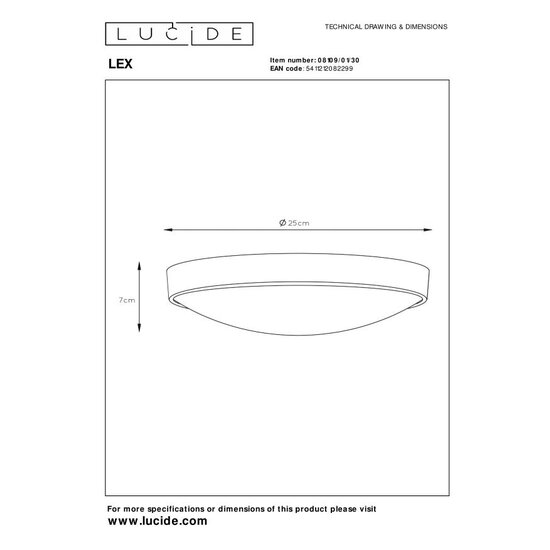 Lucide LEX - Ceiling lamp - Ø 25 cm - 1xE27 - Black