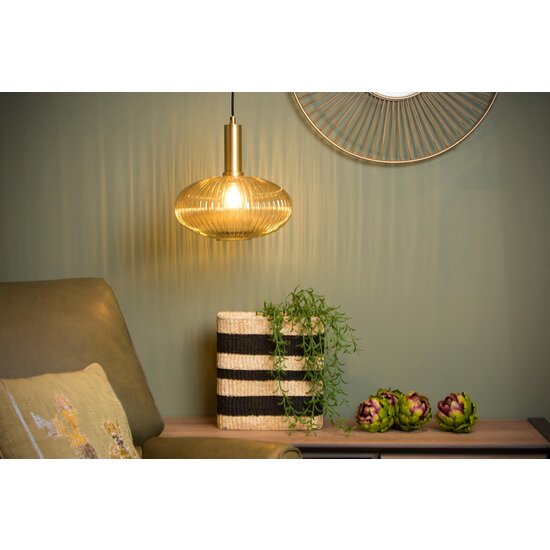 Lucide MALOTO - Pendant lamp - Ø 30 cm - 1xE27 - Amber